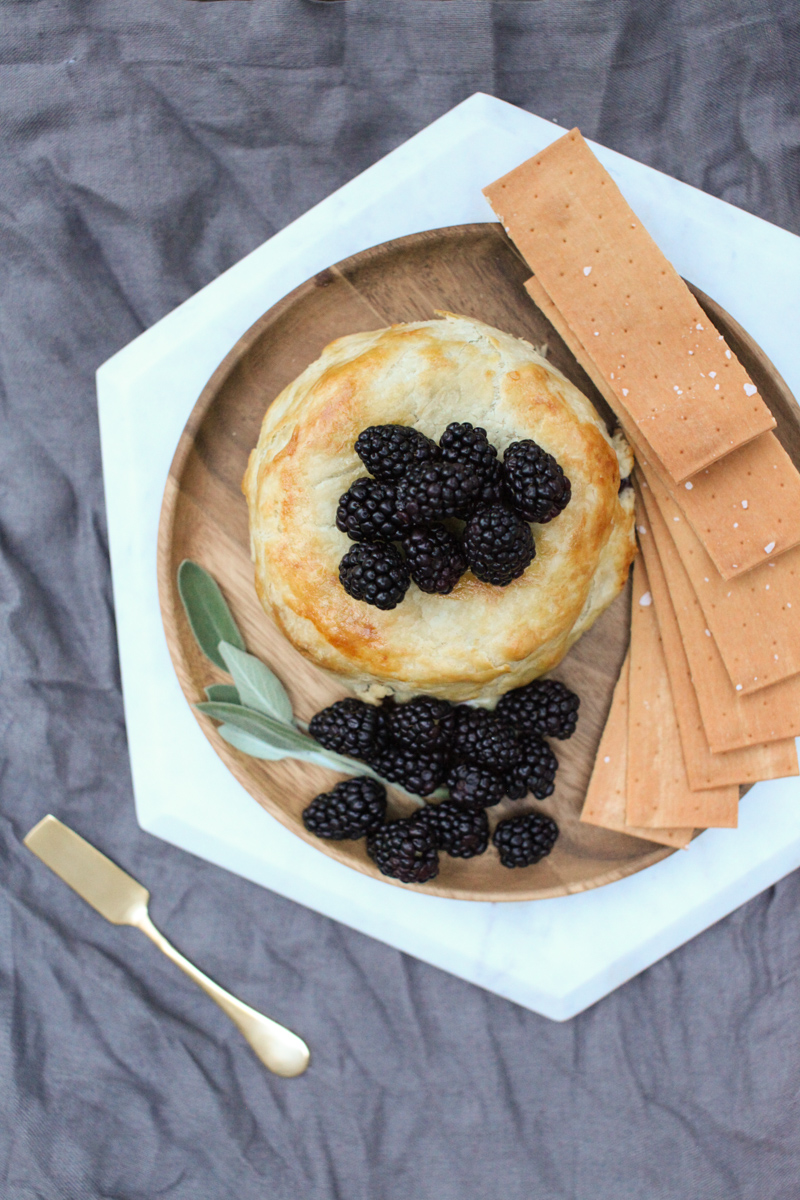 Blackberry Sage Baked Brie and a book about cheese