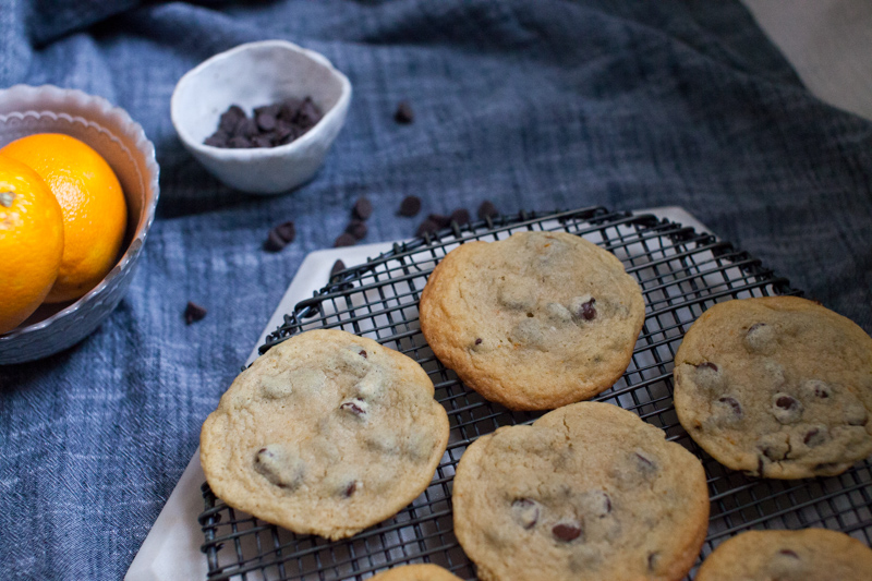 orange cinnamon chocolate chip cookie recipe for holiday and christmas cookies and baking.