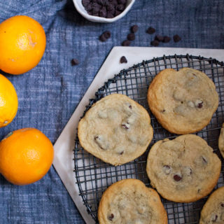orange cinnamon chocolate chip cookie recipe for holiday and christmas cookies and baking.